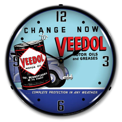 Collectable Sign and Clock - Veedol Oil and Grease Clock