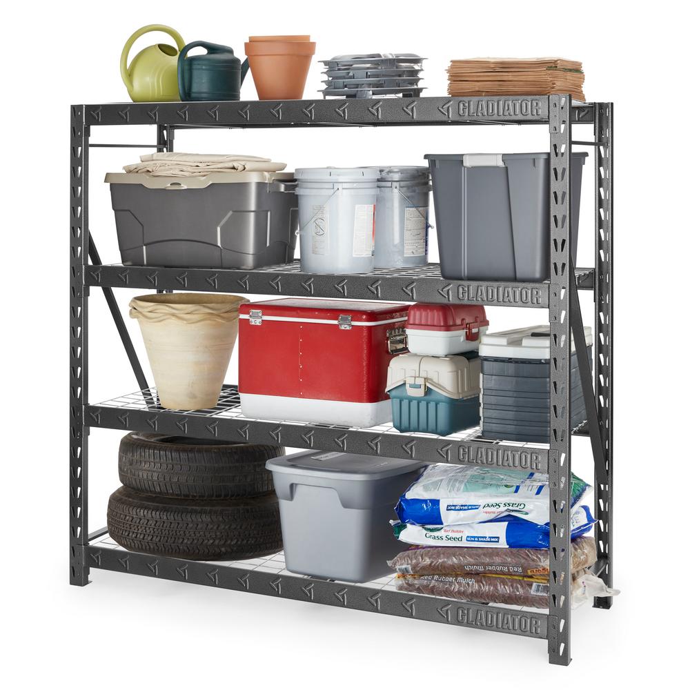 Gladiator 4-Tier Welded Steel Garage Storage Shelving Unit - GARS774XEG ...