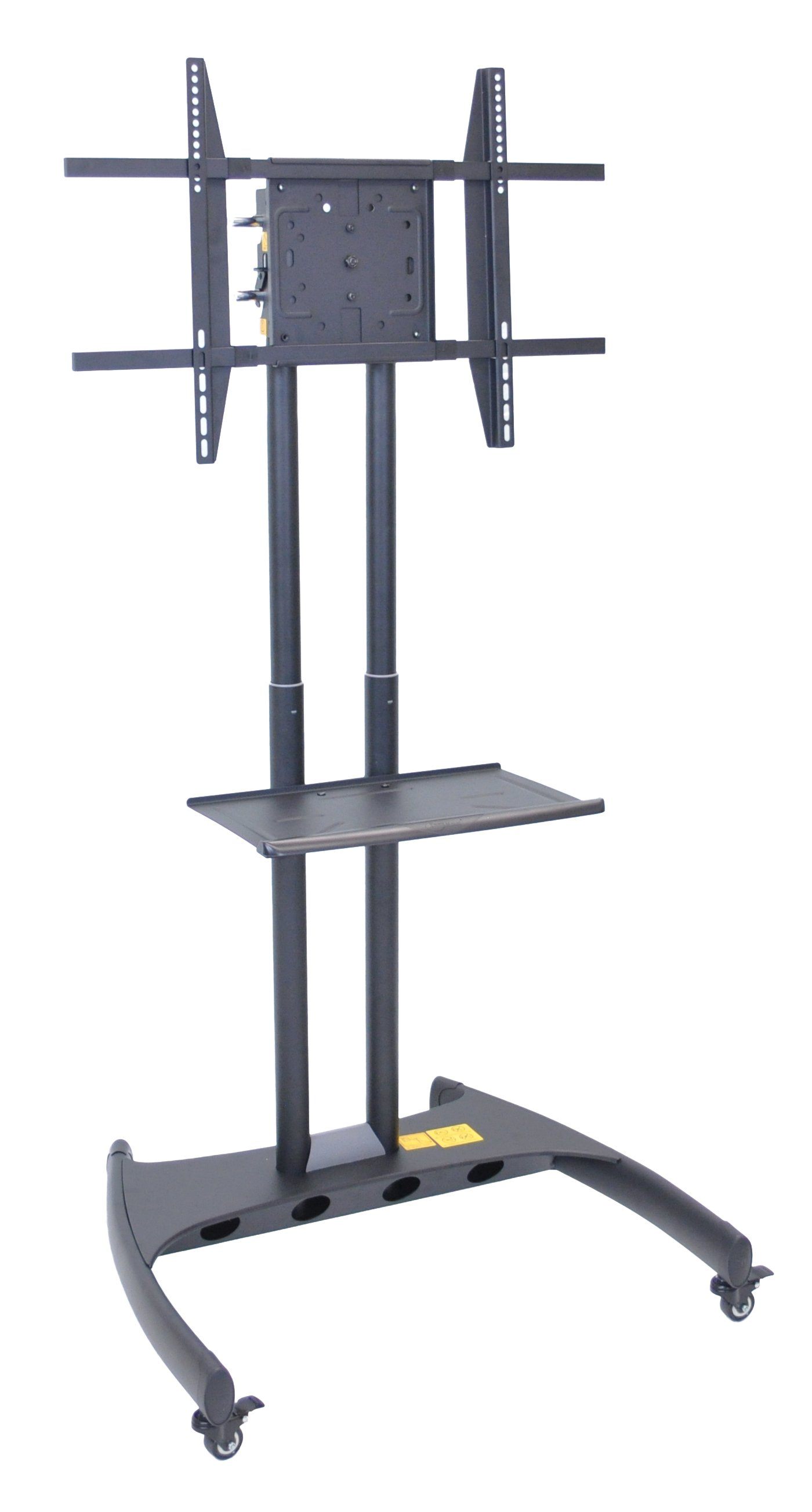 Luxor Adjustable Height Flat Panel Cart W/ Accessory Shelf And 90 Degree Rotating Mount