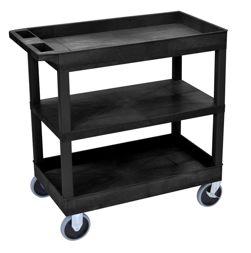 Luxor  Black EC121HD 18x32 Cart with 2 Tub Shelves and 1 Flat