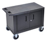 Luxor Black EC25C-B 18x32 Cart W/ 2 Shelves and Cabinet