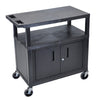 Luxor Black EC34C-B 18x32 Cart W/ 3 Shelves and Cabinet