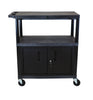 Luxor Black EC38C-B 18x32 Cart W/ 3 Shelves and Cabinet
