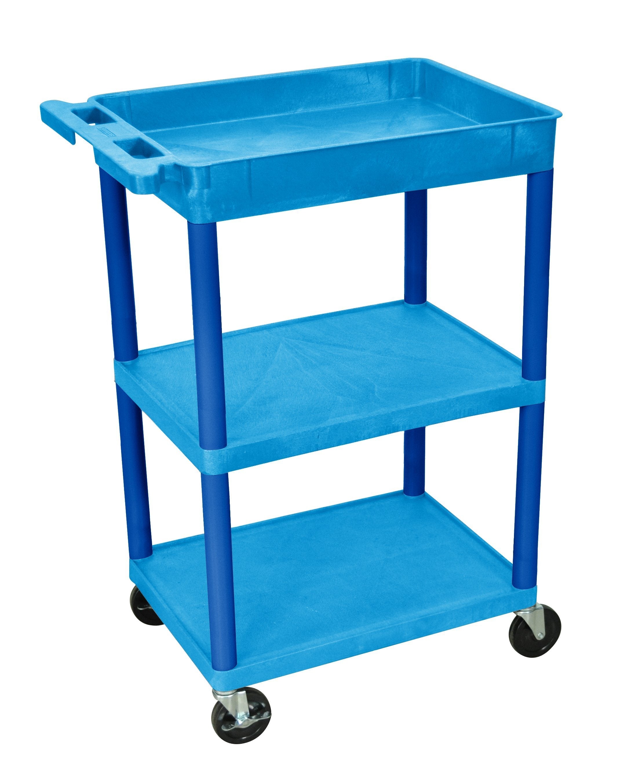Luxor Blue 1 Tub Shelf  and Two Flat Shelves Cart