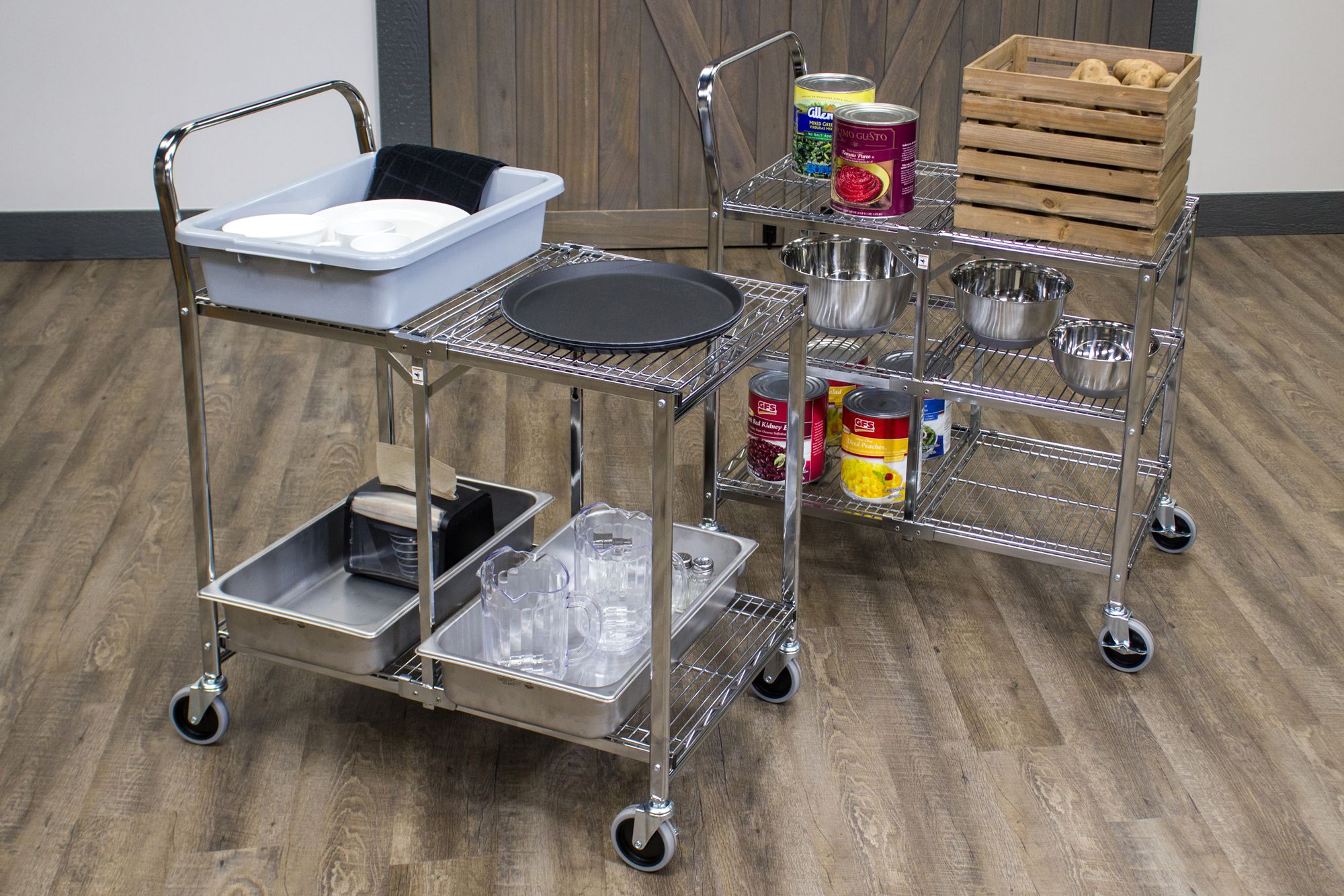 Wire Rolling Carts with Shelves