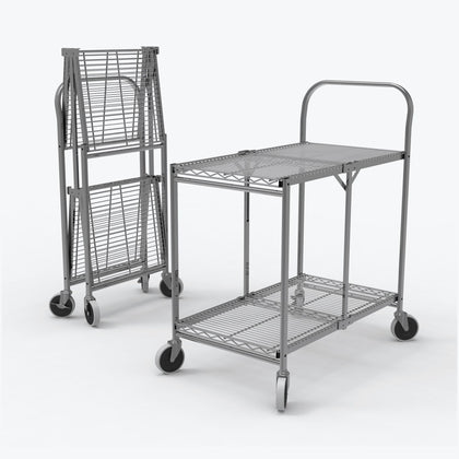 Luxor Two-Shelf Collapsible Wire Utility Cart - WSCC-2