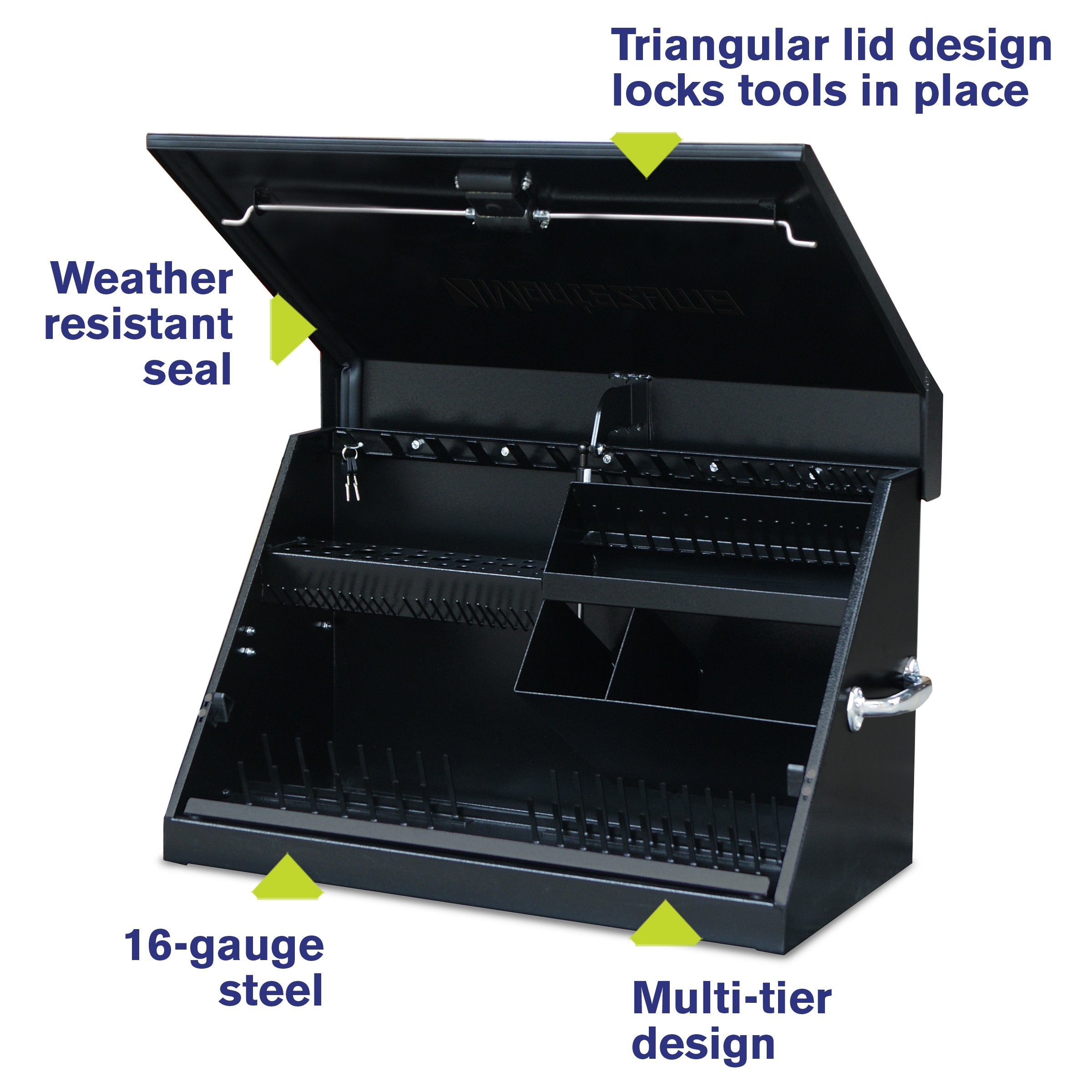 Montezuma 30 x 15 in. Steel Triangle™ Toolbox ME300B – Garage Cabinets  Online