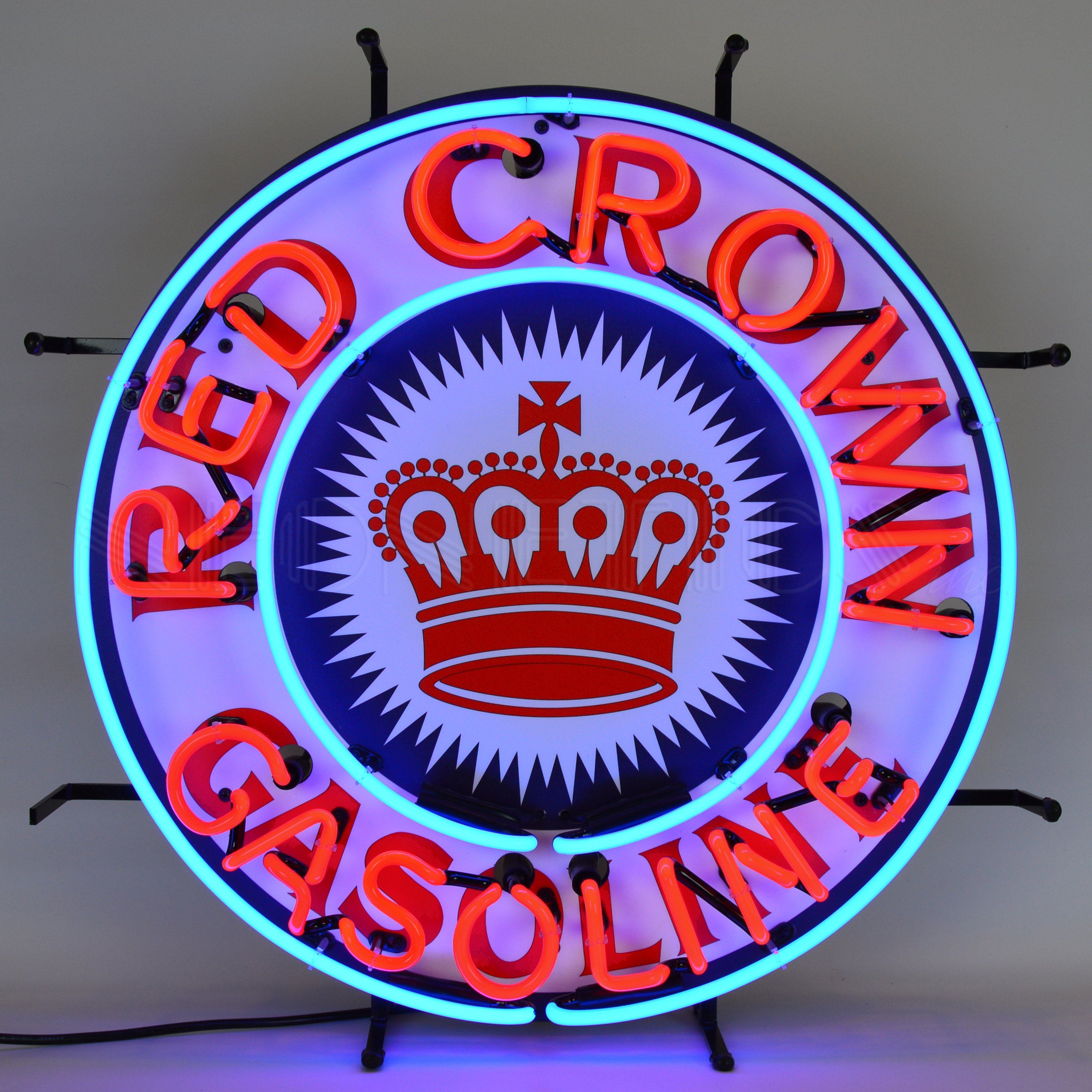 Neonetics Gas - Red Crown Gasoline Neon Sign With Backing