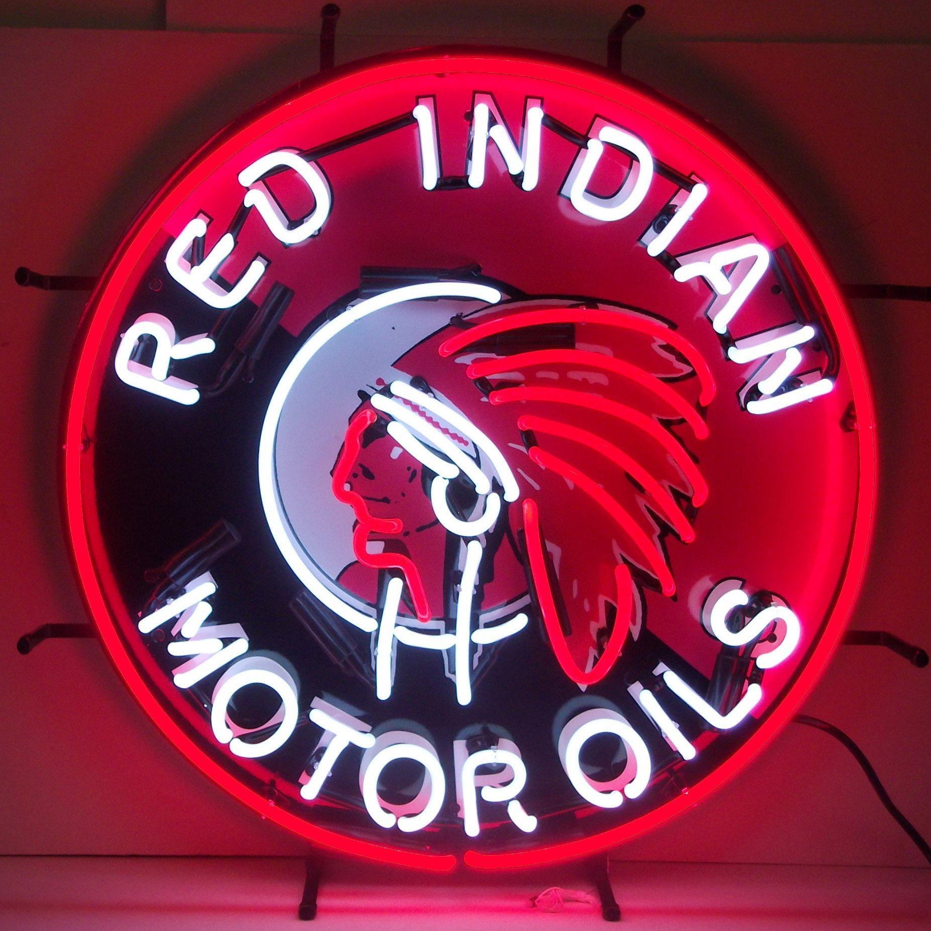 Neonetics Gas - Red Indian Motor Oils Neon Sign