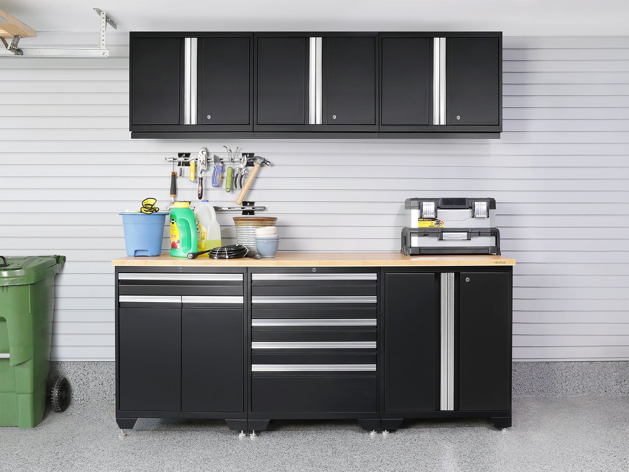 NewAge Pro Series Black With Stainless Steel Worktop - 64182
