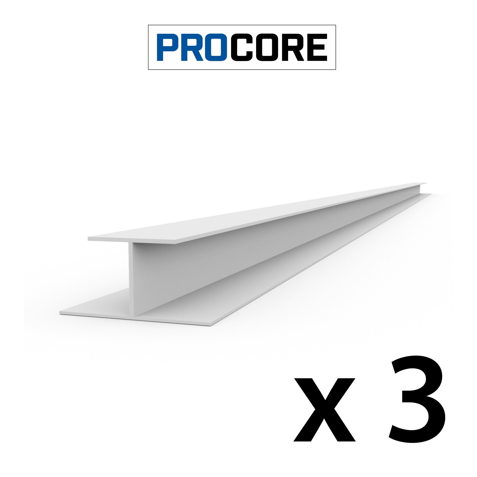 8 ft. PROCORE PVC H-Trim Pack - White / 3 Pack - Trims