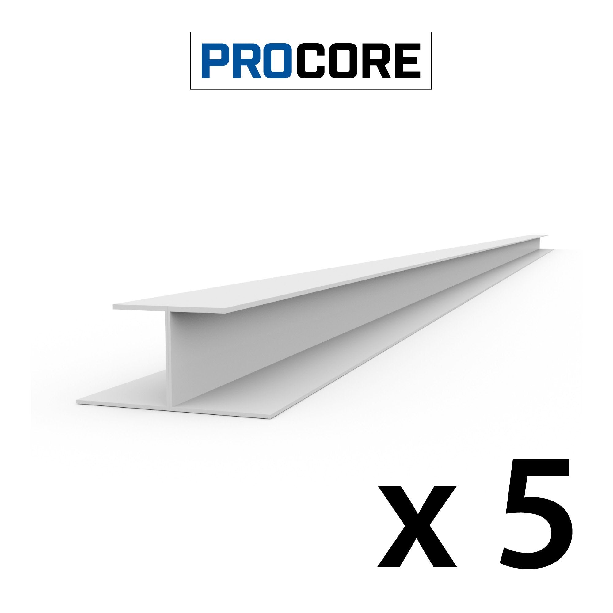 8 ft. PROCORE PVC H-Trim Pack - White / 5 Pack - Trims