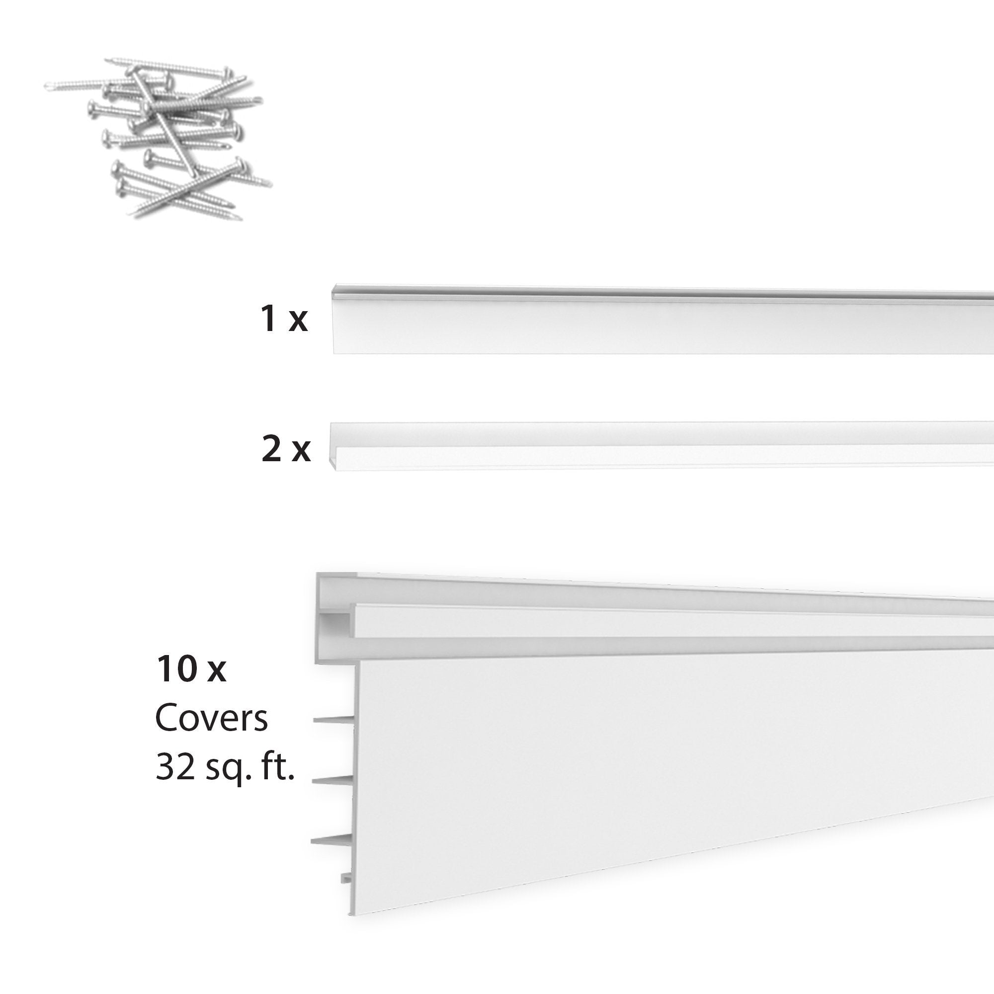 Proslat 8’ x 4’ PVC Wall Slatwall Mini Bundle - White - 