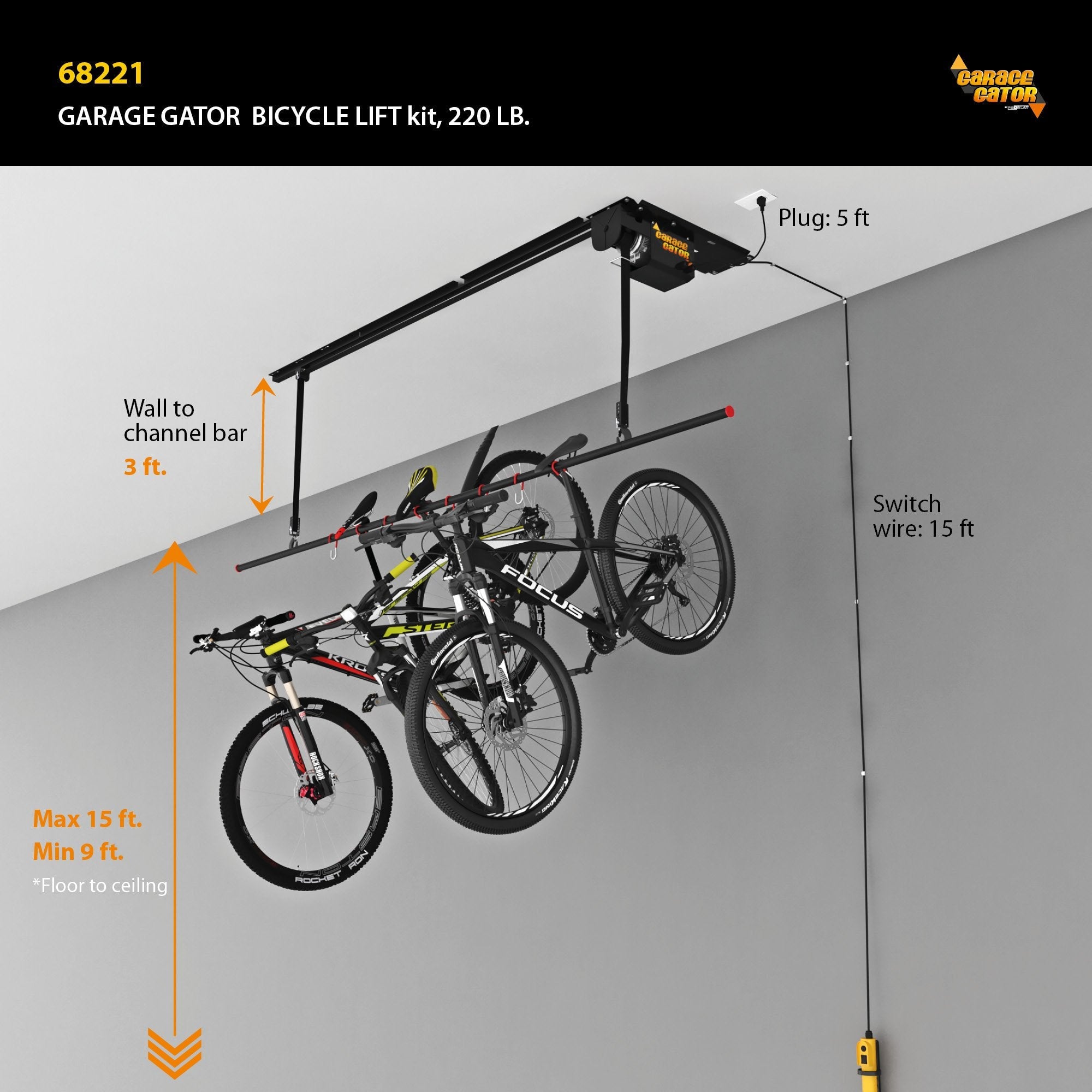 Proslat Garage Gator Eight Bicycle 220 lb Lift Kit - Lifts