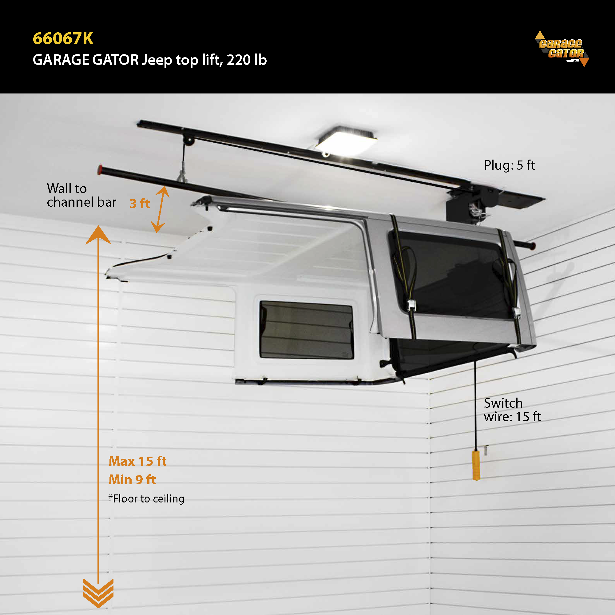 Proslat Garage Gator Jeep Roof Lift Kit 220 lb