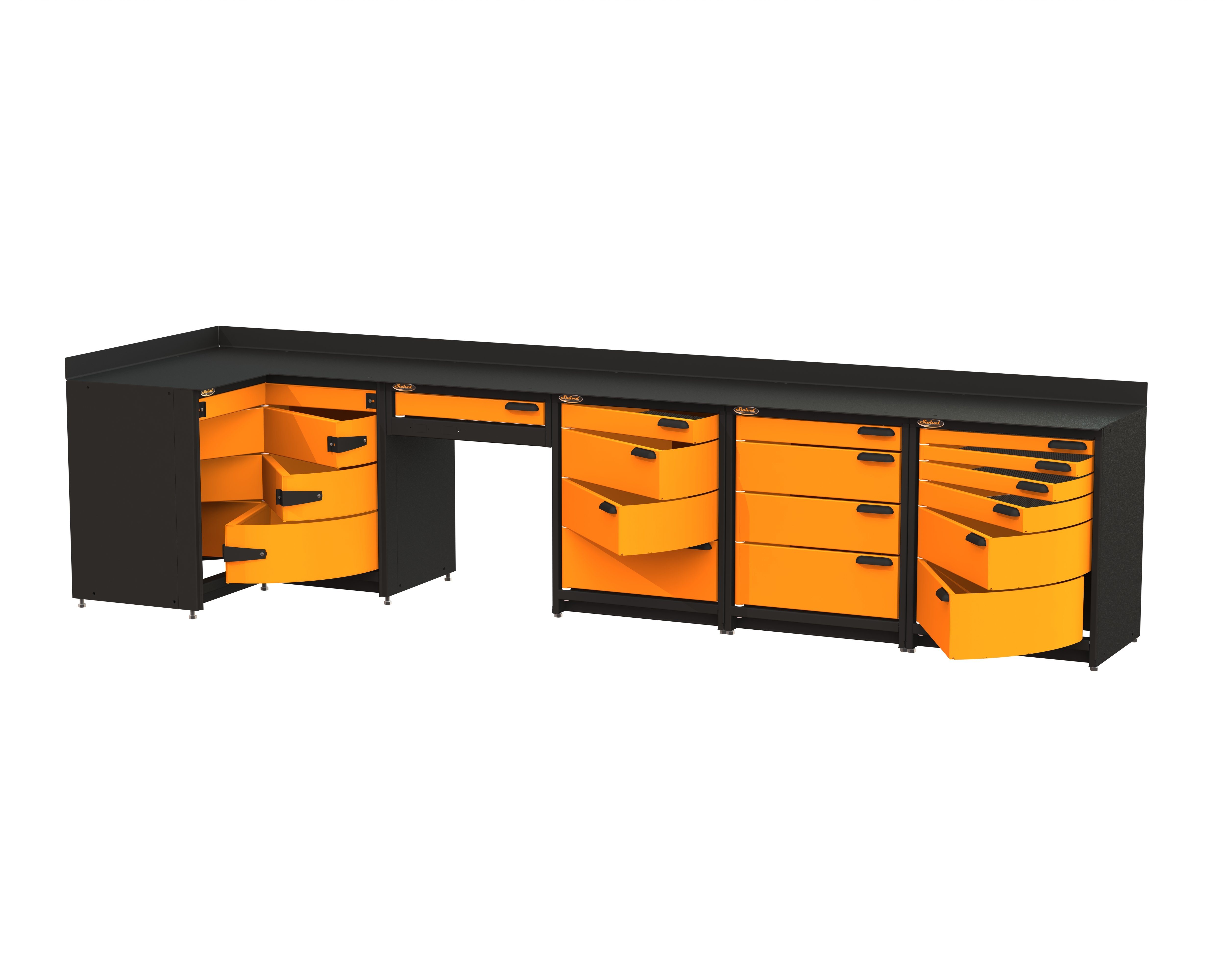 Swivel Modular Stationary 4 Drawer Corner Storage Unit