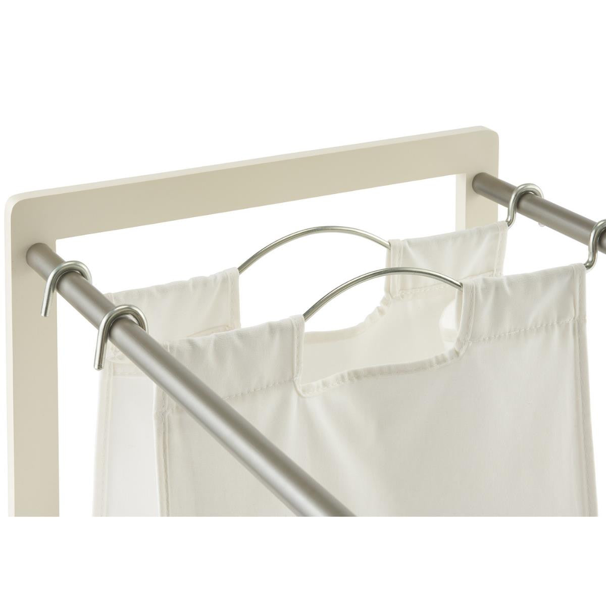 Trinity 3-Bag White Laundry Cart Champagne Poles