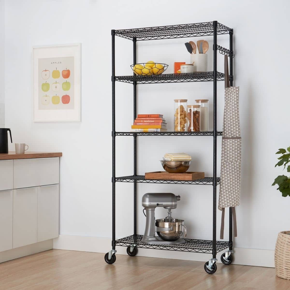 TRINITY 5-Tier Outdoor Wire Shelving Rack with Wheels, 48 x 18 x 72 NSF,  Gray Color