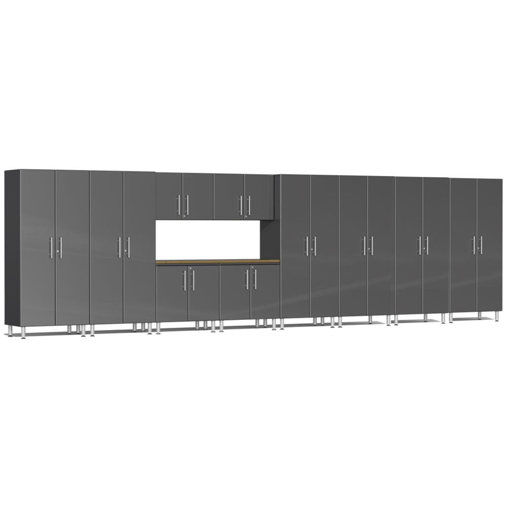 Ulti-MATE Garage 2.0 Series Grey Metallic 11-Piece Set with Bamboo ...
