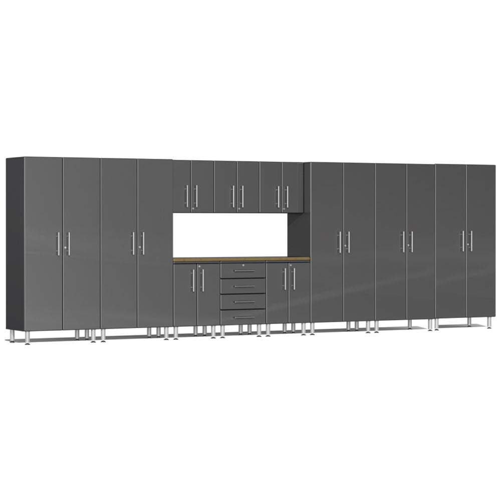 Ulti-MATE Garage 2.0 Series Grey Metallic 12-Piece Set with Bamboo ...