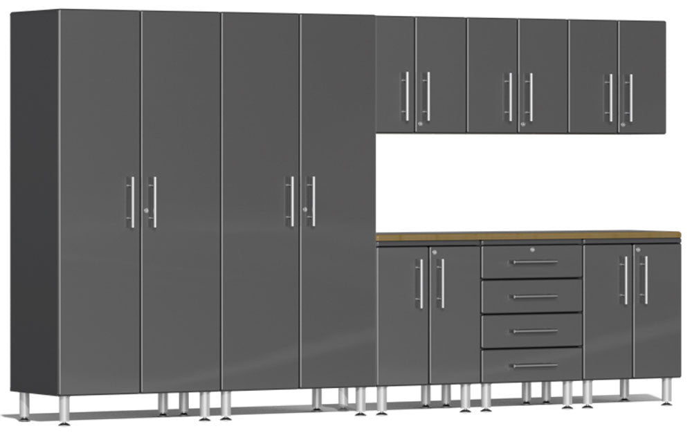 Ulti-MATE Garage 2.0 Series Grey Metallic 9-Piece Set with Bamboo ...