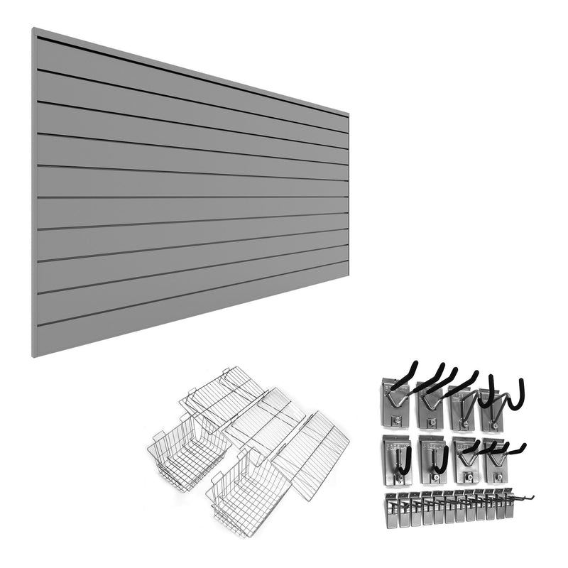 Ultimate 2 Slatwall Wall Storage Bundle - Light Gray