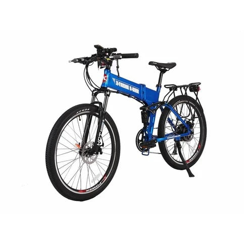 folding electric bicycle 500w X-Treme Scooters Baja48 BLU Baja 48V Folding Electric Mountain Bicycle Metallic Blue